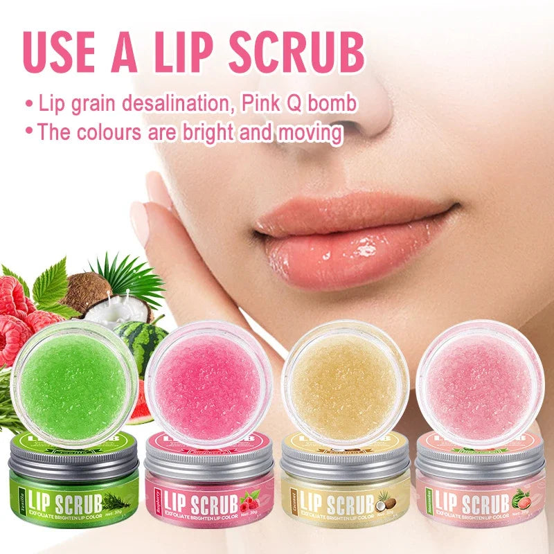 Fruity Lip Scrub, Exfoliates, Moisturizes & Smooths Fine Lip Lines for Soft