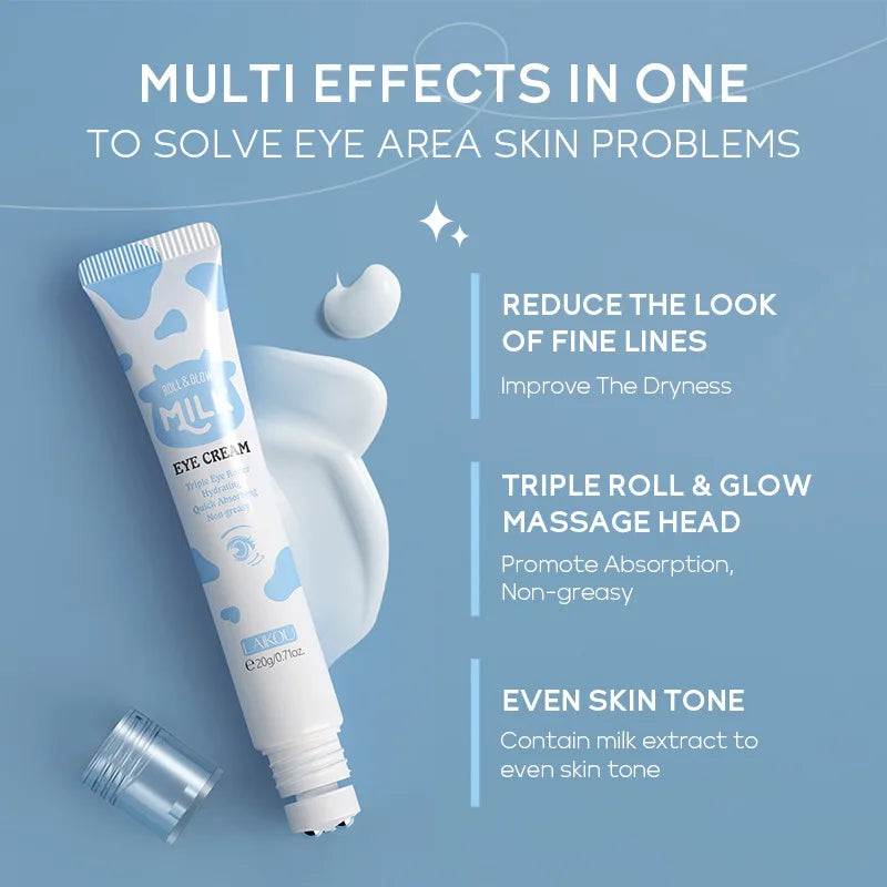 LAIKOU Milk Ball Radiant Eye Cream – 20g Brightening & Moisturizing Eye Treatment for Dark Circles